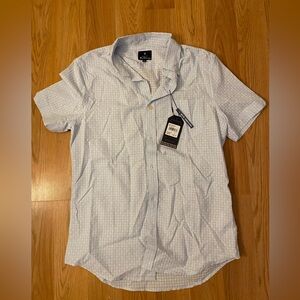 Ben Sherman Mens S Sky Blue Short Sleeve Textured Slub Shirt Button Down Cotton